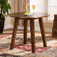 Baxton Studio RH7230T-Walnut-35-IN-DT Ela Modern and Contemporary Walnut Brown Finished 35-Inch-Wide Round Wood Dining Table